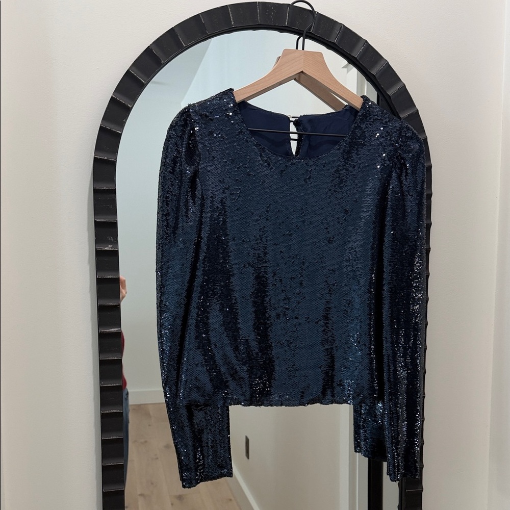 Elegant Navy Sequin Top